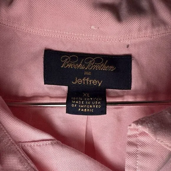 VTG Brooks Brothers Jeffrey Pink Button Down Cotton Logo Oxford Shirt USA | XL - Picture 6 of 11